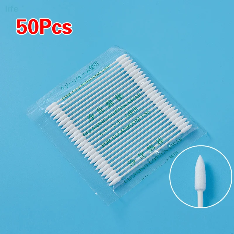 50Pcs Dust Free Disposable Cleaning Swab Cotton For Earphone Headphone Keyboard Phone Charge Port Cleaner