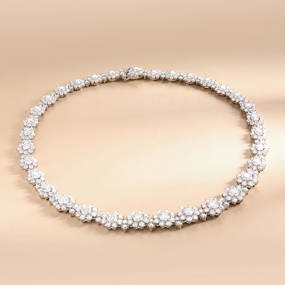 Serenity 38.96ct Sunflower D Color Moissanite Necklace Women Wedding Bridal S925 Sterling Silver Bracelet Earrings Fine Jewelry