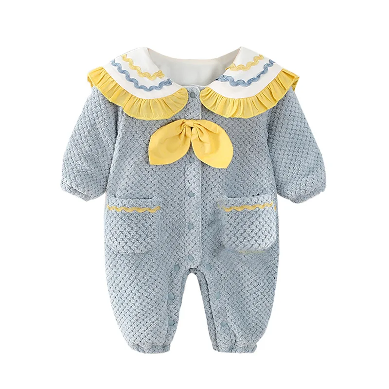 

Winter Baby Romper for Newborn Thick Warm Bow Baby Jumpsuit Overalls Toddler Girls Clothes Cotton Snowsuit Infant Clothing