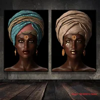 African Women with Headscarf  Canvas Painting  Wall Art Black Woman Portrait Posters Prints for Living Room Home Office Decor 1