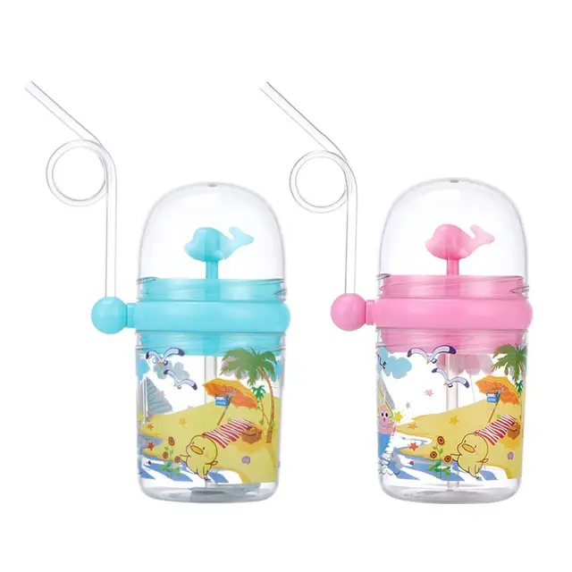 어린이가 좋아하는 음료를 편리하고 위생적이며 재미있게 즐길 수 있는 빨대 휴대용 누수 방지 어린이 컵