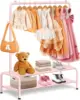 Dress Up Rack for Little Girls - Small Kids Costume Wardrobe Rack with 2 Fabric Shelves - Princess Room Bedroom Decor 2