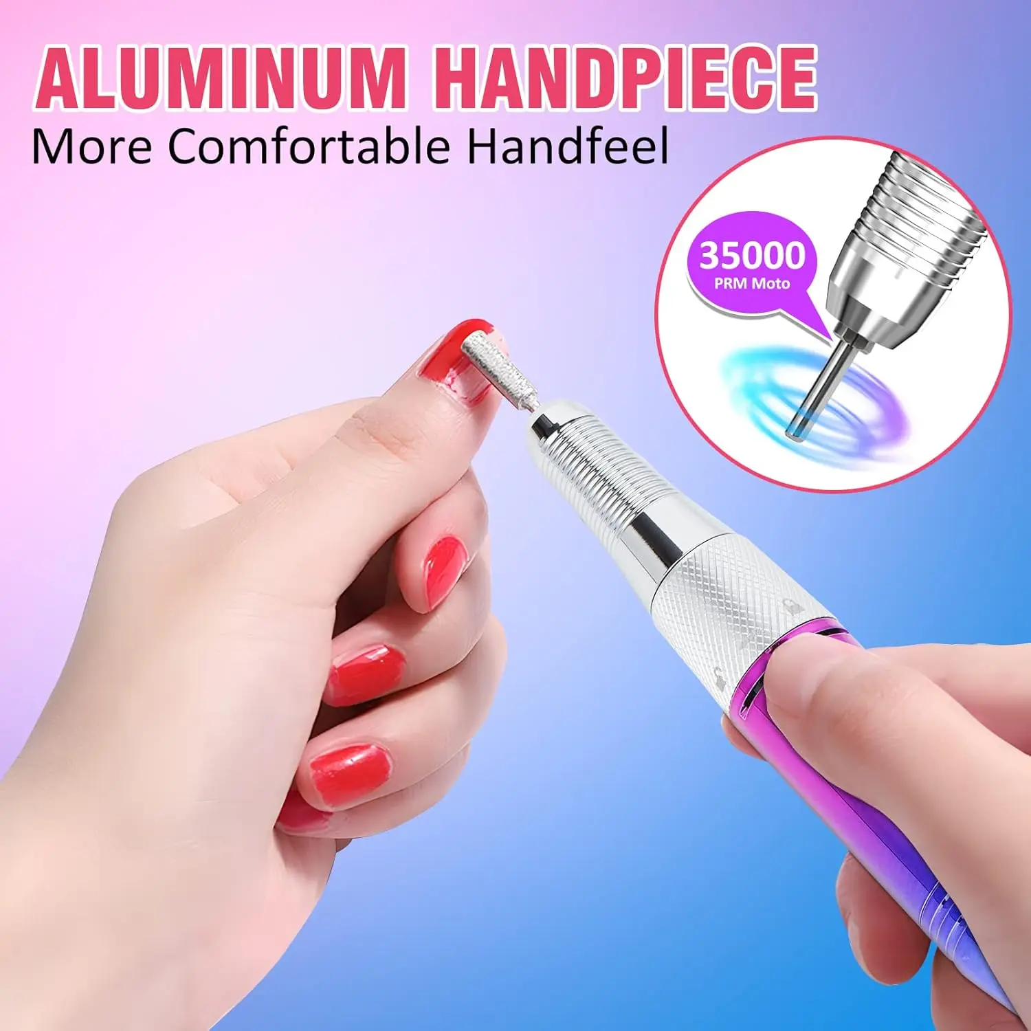 35000RPM Nail Drill Machine Gradient Color Electric Nail File with TFT Display Rechargeable Efile Professional Nail Drills for G 2