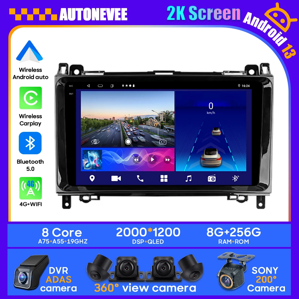 

For Mercedes-Benz B-Class T245 2005 - 2011 B200 Vito 3 W447 Android Car Radio Stereo Unit Multimedia Player GPS BT Carplay DVD