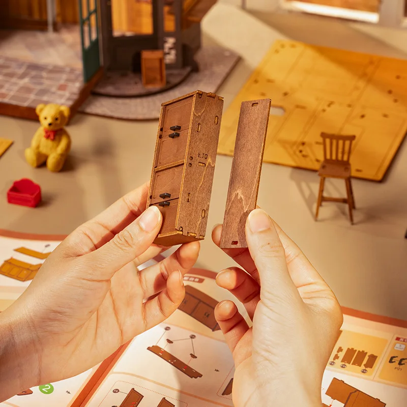 Robotime Rolife Tipsy Restaurant Miniature Dollhouse 3D Wooden Puzzle Bistro Bar Design Gifts for Family Home Decoration Toys 3