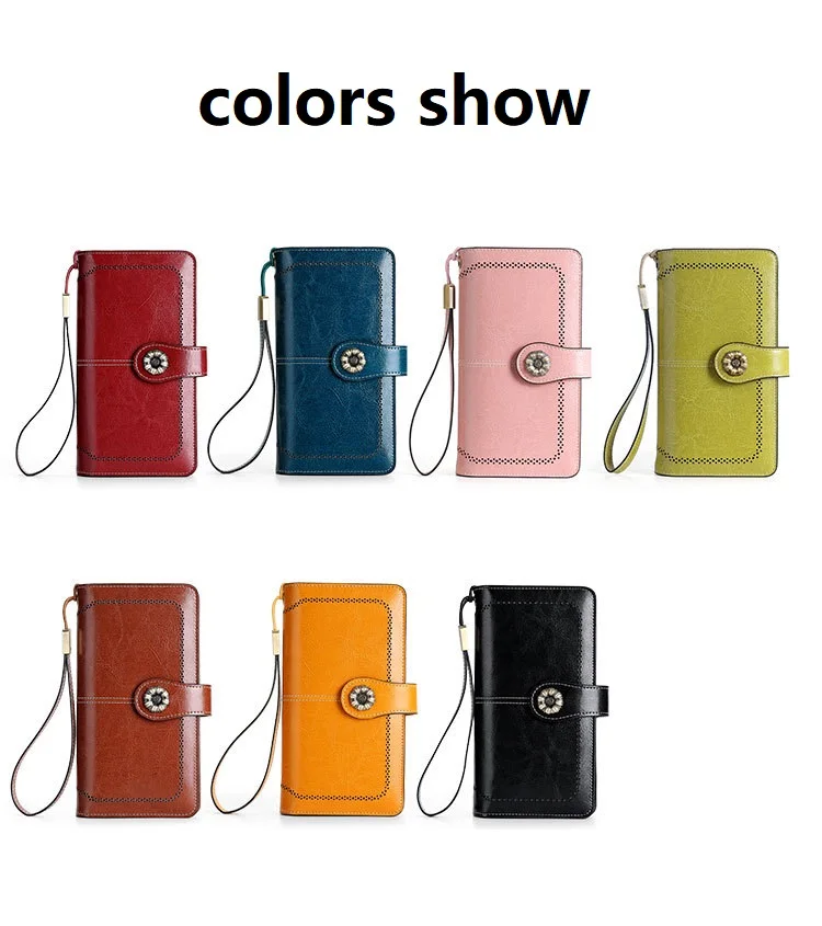 Karten halter Split Leder Brieftasche Frauen RFID lange Damen Kuh Leder Geldbörse große Kapazität weibliche Brieftaschen große Rindsleder Handy tasche – Detail 7