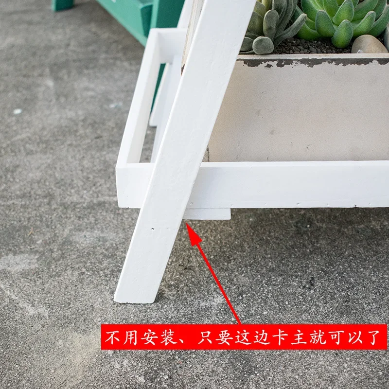 Garden Flower Shelf Balcony Decoration Plant Shelves Living Room Floor-to-ceiling Solid Wood Green Dill Window Flower Rack