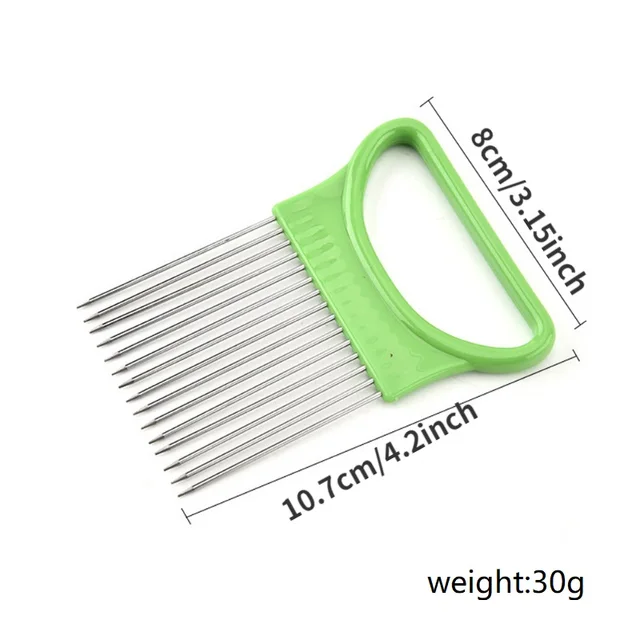 1/4PC Stainless Steel Onion Needle Onion Fork Vegetables Fruit Slicer Tomato Cutter Cutting Safe Holder Kitchen Accessories Tool 6