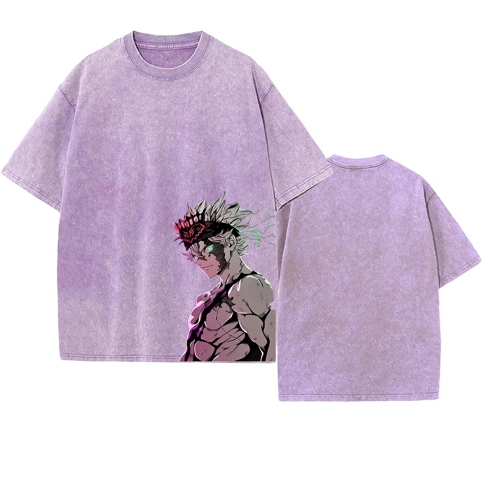 مانغا بلاك كلوفر أستا جرافيك تي شيرت خمر غسلها الم...