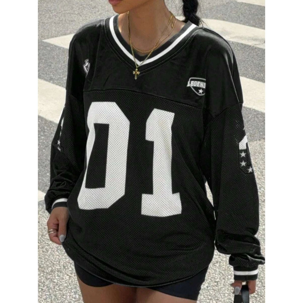 Europäisch-Amerikanischer Digital-Bedruckter Lockerer Langarm-Pullover für Damen 2026 – Bequemer, lockerer Basic-Pullover mit V-Ausschnitt für Freizeit