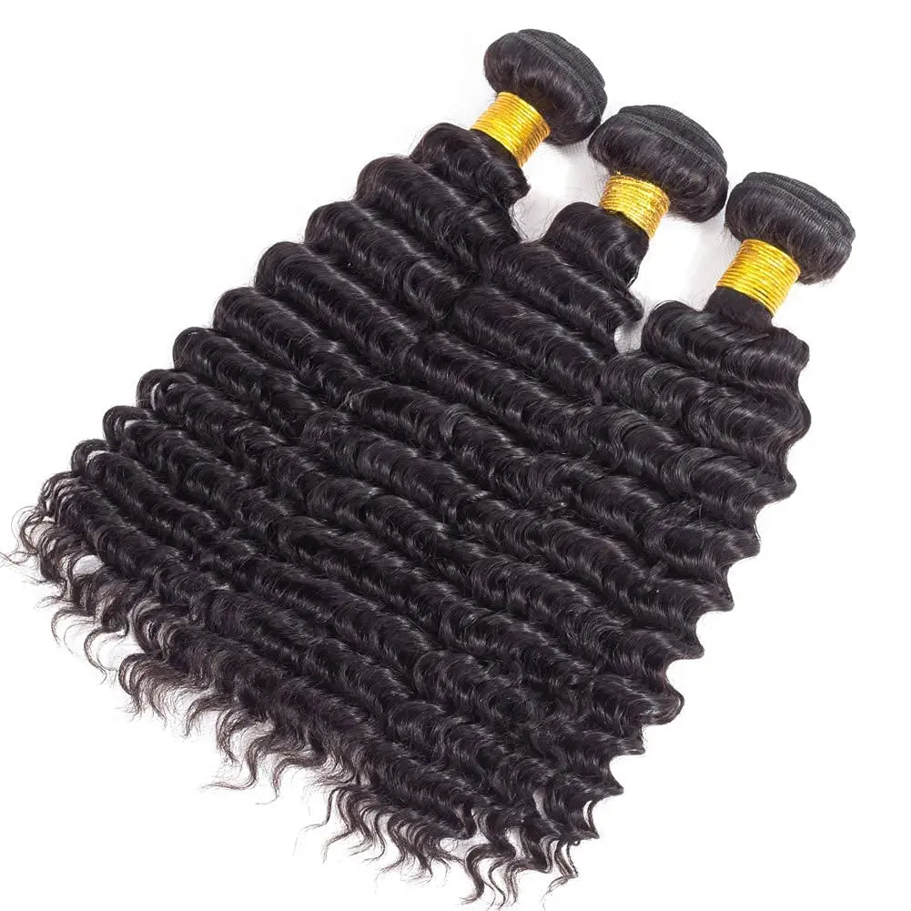 Deep Wave Human Hair Bundles Brazillian Hair Extensions 30 Inch 1/3 Bundles Curly Wave Soft Human For Women