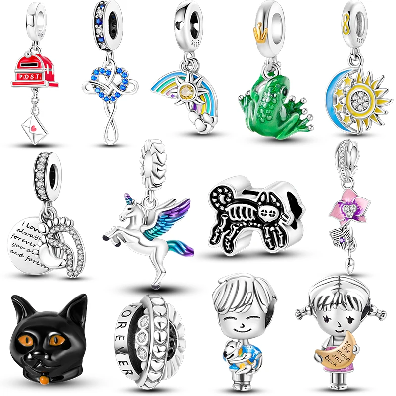 NewFitOriginalPandoraPostOfficeRainbowFrogCrossBlackCatUnicorn925SterlingSilver