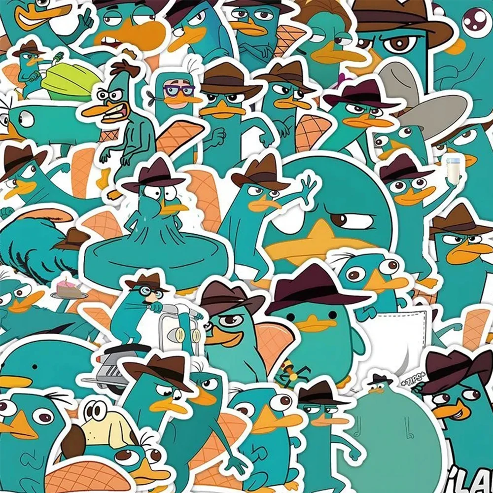 

10/30/50pcs Cute Phineas and Ferb Perry the Platypus Stickers Disney Cartoon Decals DIY Laptop Phone Car Anime Sticker for Kids