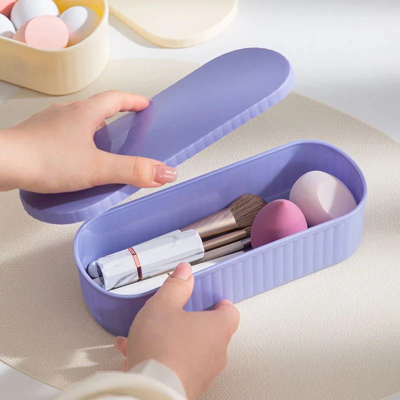 1PC Makeup Brush Cleaning Organizer Portable Brushes Makeup Egg Powder Puff Cleaning Filter Brush Drying Stand Makeup Box