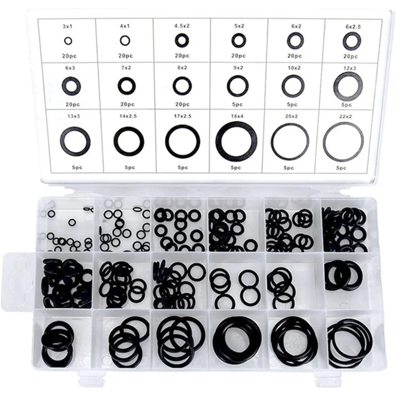Rubber O Rings 225PCS Oil Resistance Washer Gasket Seals Watertightness Assortment Different Size With Plastic Box Kit Set