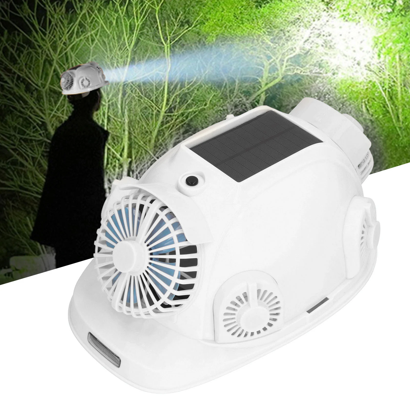 ZK30 Solar Safety Helmet 6 Fan Intelligent Cooling Answering Phone Construction Hard Hat US Plug 100-240V