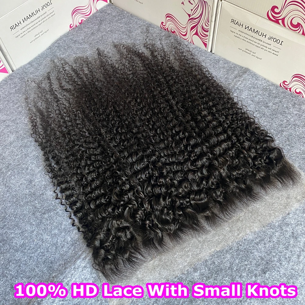13x6 Invisible HD Lace Frontal Only Afro Kinky Curly 13x4 Full Frontal Only Virgin Hair For Woman Glueless Melt Skin Pre Plucked
