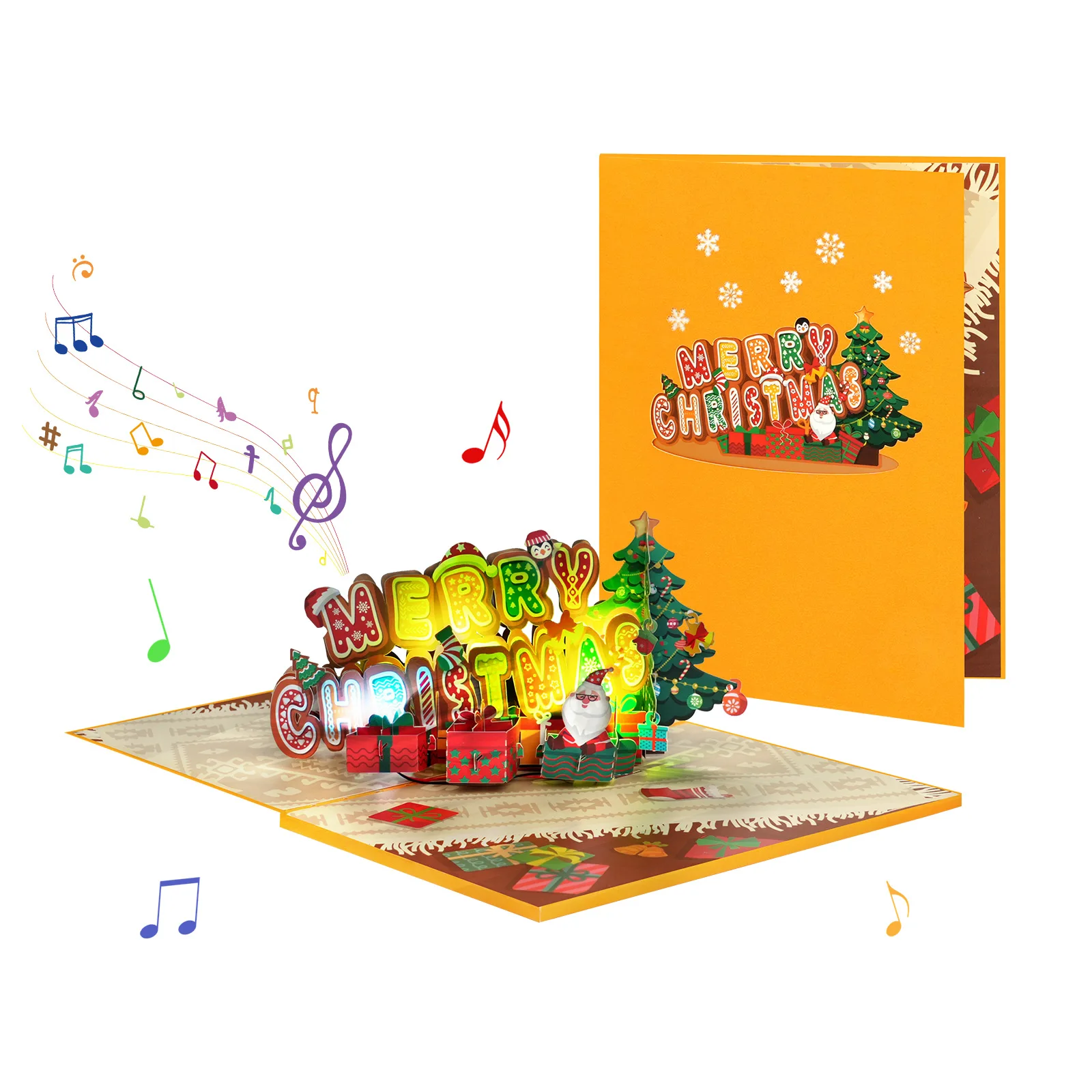 Musical Christmas Card, 3D Pop Up Christmas Card with Music Light