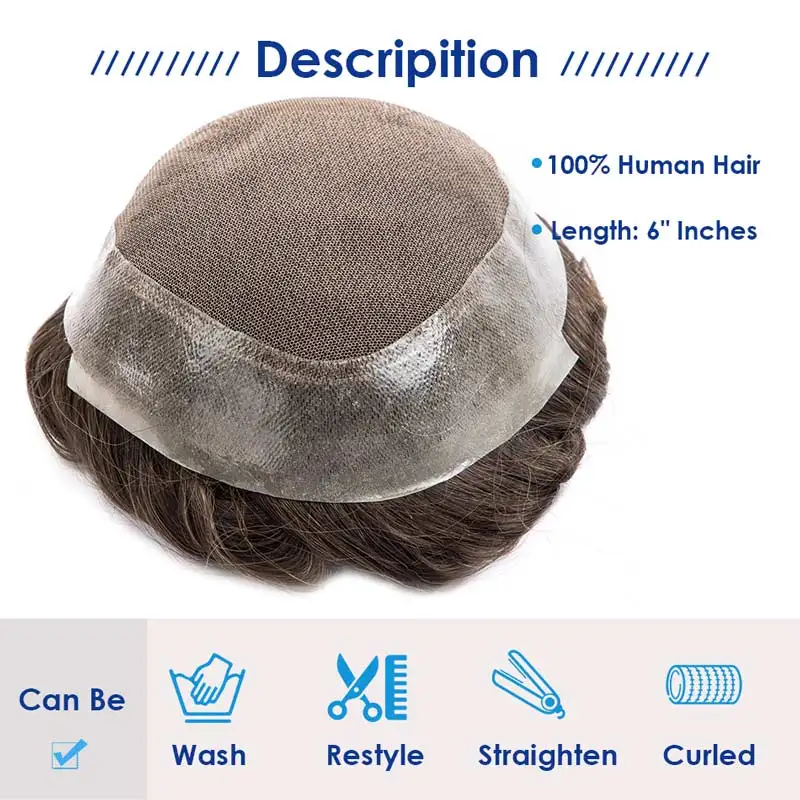 Human Hair Toupee Upgrade Australia Male Hair Prosthesis French Lace Hair System For Man Lace PU Toupee Men's Wig Human Natural Wigs For Men