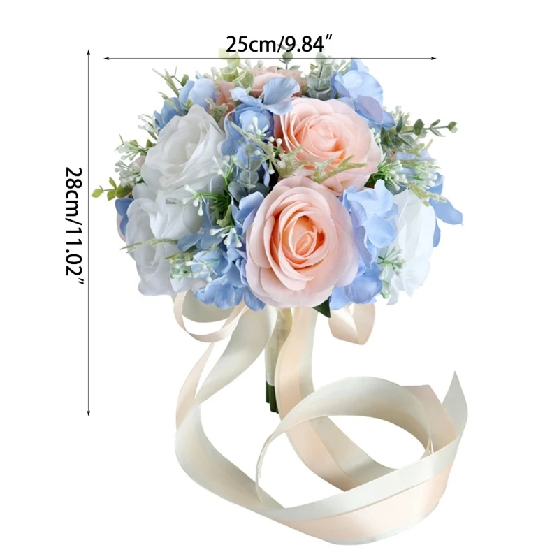 Sztuczne, na ślub niebieski różowy bukiet kwiatów sztuczna sztuczny kwiat  Supplie