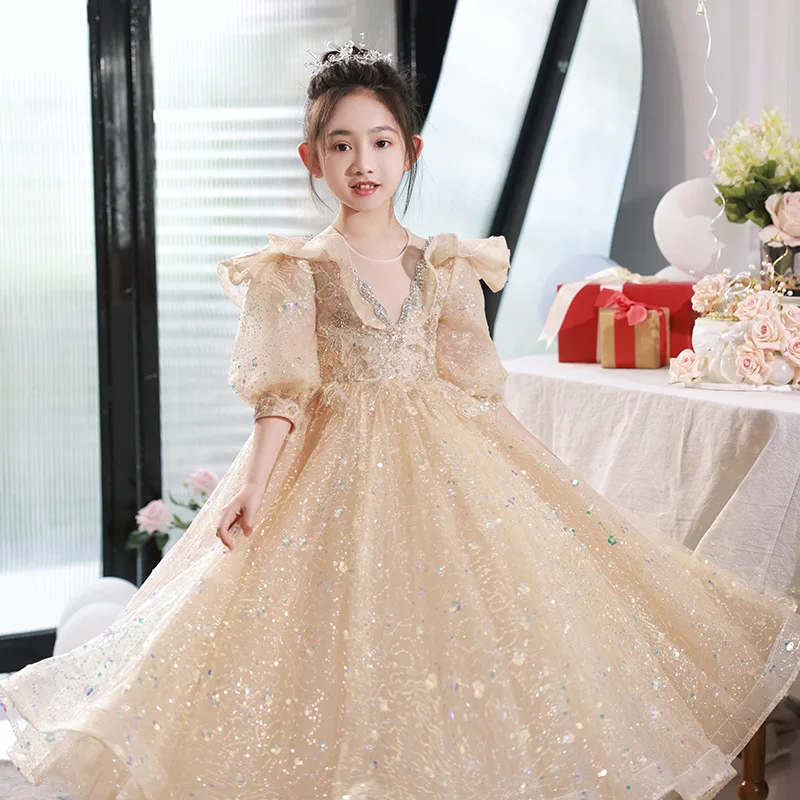 Girls Embroidered Coffee Princess Gown Dress For Party & Wedding. Best  Selling Ethnic Gowns & Frocks For Kids Girls Under 399