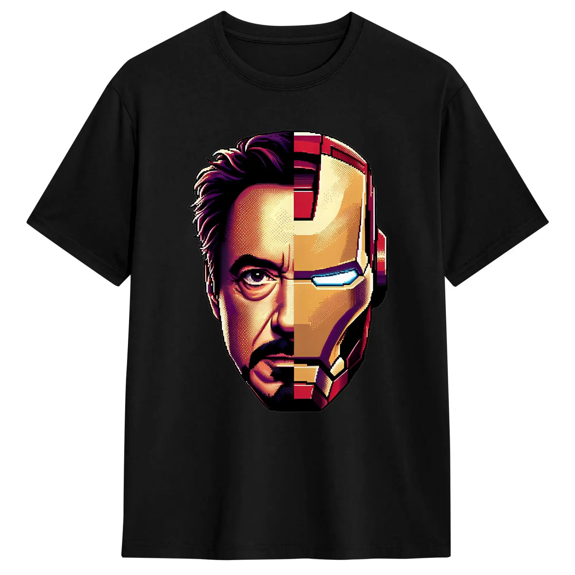 The Iron Hero T-Shirt Sommermode T-Shirts Reine Baumwolle Rundhalsausschnitt Übergroße Kleidung Kurzarm Streetwear T-Shirt
