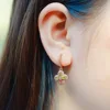 ALLNOEL Natural Tourmaline Dangle Earrings For Women Colorful Exquisite Four Leaf Clover Flower Rose Gold Jewelry Free Shipping 5