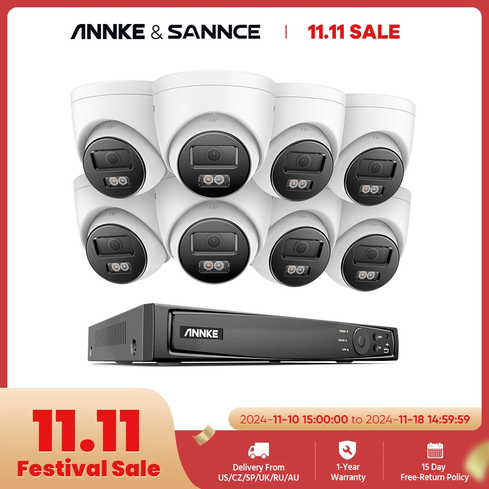 Security Camera ANNKE 8CH 4K POE Network Video Security System 8MP H.265+ NVR With 8MP Audio Recording Weatherproof IP Camera CCTV Security Kit