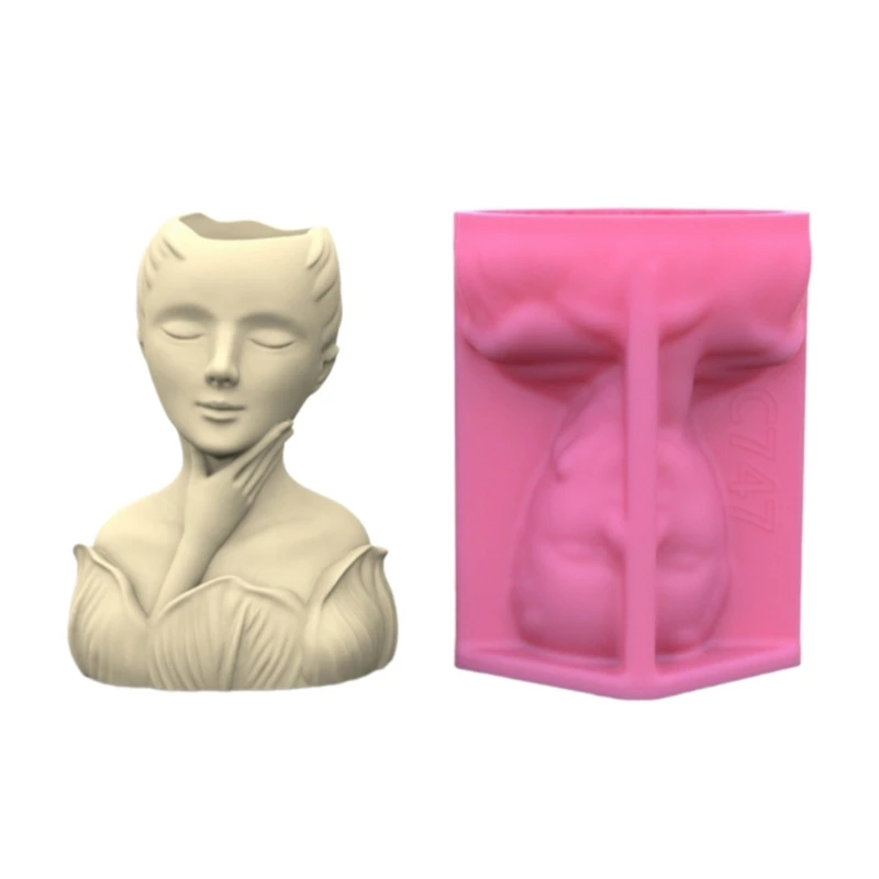 

Flowerpot Silicone Molds Concrete Vase Molds Simple Portrait Statue Succulents