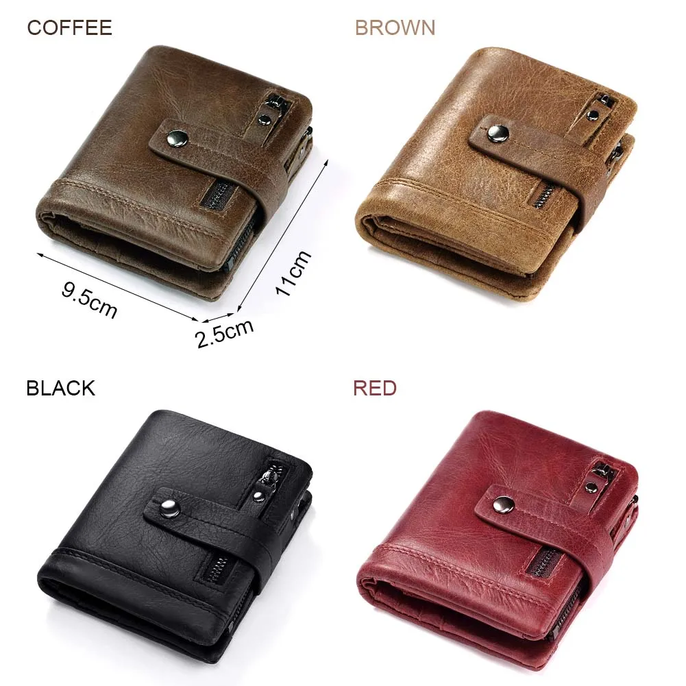 Meilleure vente 100% en cuir véritable hommes portefeuille porte-monnaie petit porte-cartes portefeuille Portomonee mâle Walet poche café argent_voghion.com