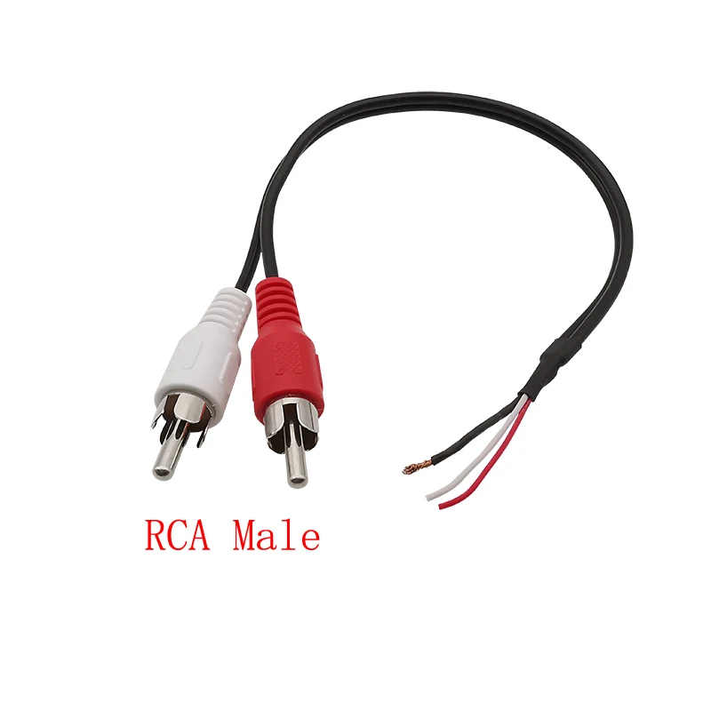 RCA-Stecker/RCA-Buchse an blankem Kabel ende Audio-Lautsprecher Kabel Verlängerung kabel DIY Audio-RCA-Anschlüsse 20cm – Detail 1