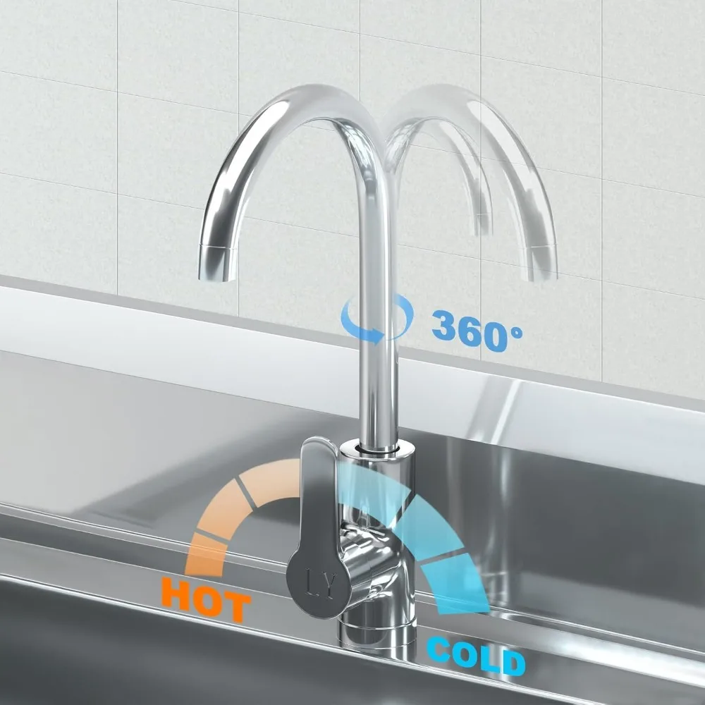 Freestanding Single Bowl Laundry Sink with Hot and Cold Water Plumbing Stainless Steel Sink 3