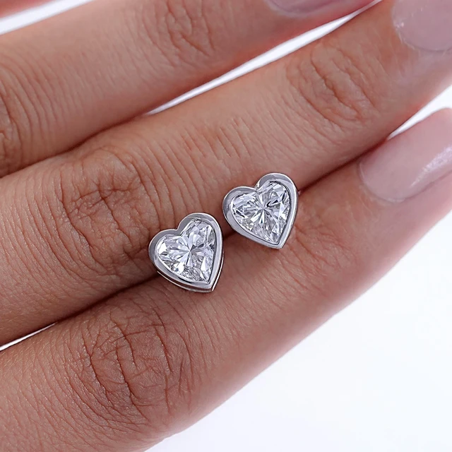 BXINY – boucles d'oreilles en moissanite à taille cœur, 100% argent S925, 0,5 ct, clous d'oreilles en diamant pour femmes, cadeau de mariage, bijoux fins