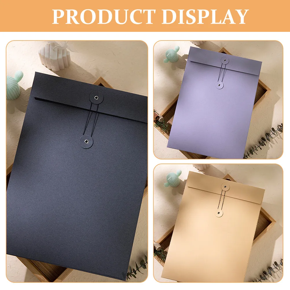 끈으로 닫는 6Pcs 크래프트 종이 문서 파우치 A4 용지용 세련된 파일 폴더 송장 편지 청구서 교실용