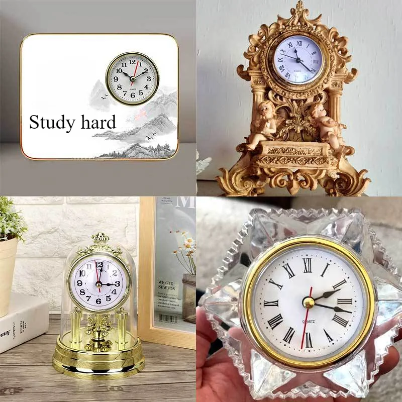 Classic Clock Craft Quartz Movement 2-1/2" (65mm) Round Clocks Head Insert Roman Number Mayitr Little Clock Arabic Numbers 6