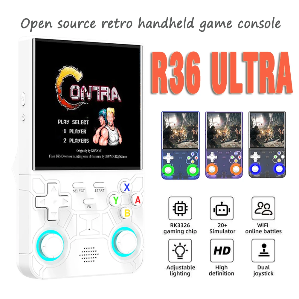 R36 Plus Consola Retro Portátil Con 21000+ Juegos, 12 Emuladores, Pantalla IPS De 4" Y Sistema Linux, Versión Negra 128 GB