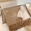 Double-Sided Wool Blend Scarf with Letter Pattern Tassel Warmth And Style Versatile as a Shawl Fashionable Business Casual