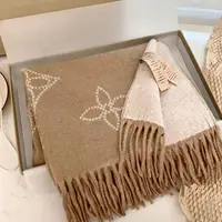 Double-Sided Wool Blend Scarf with Letter Pattern Tassel Warmth And Style Versatile as a Shawl Fashionable Business Casual