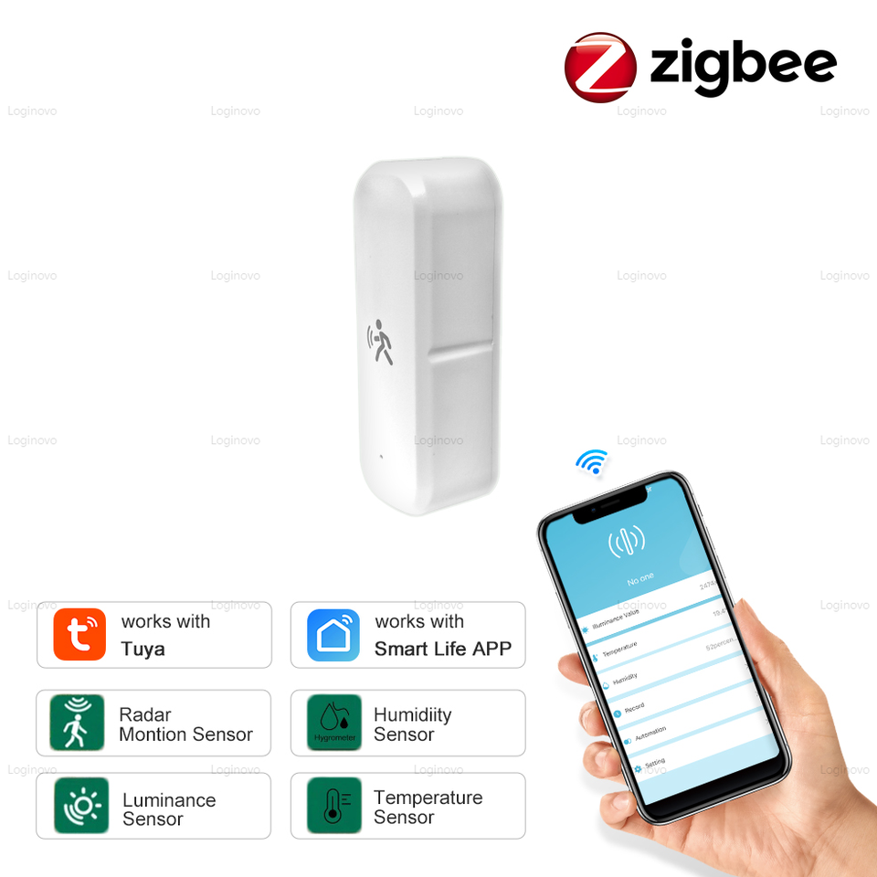 Tuya Zigbee 3.0 PIR Human Motion Sensor Luminance Detector With Temperture Humidiity Detection Smart Life Security Alarm Sensor