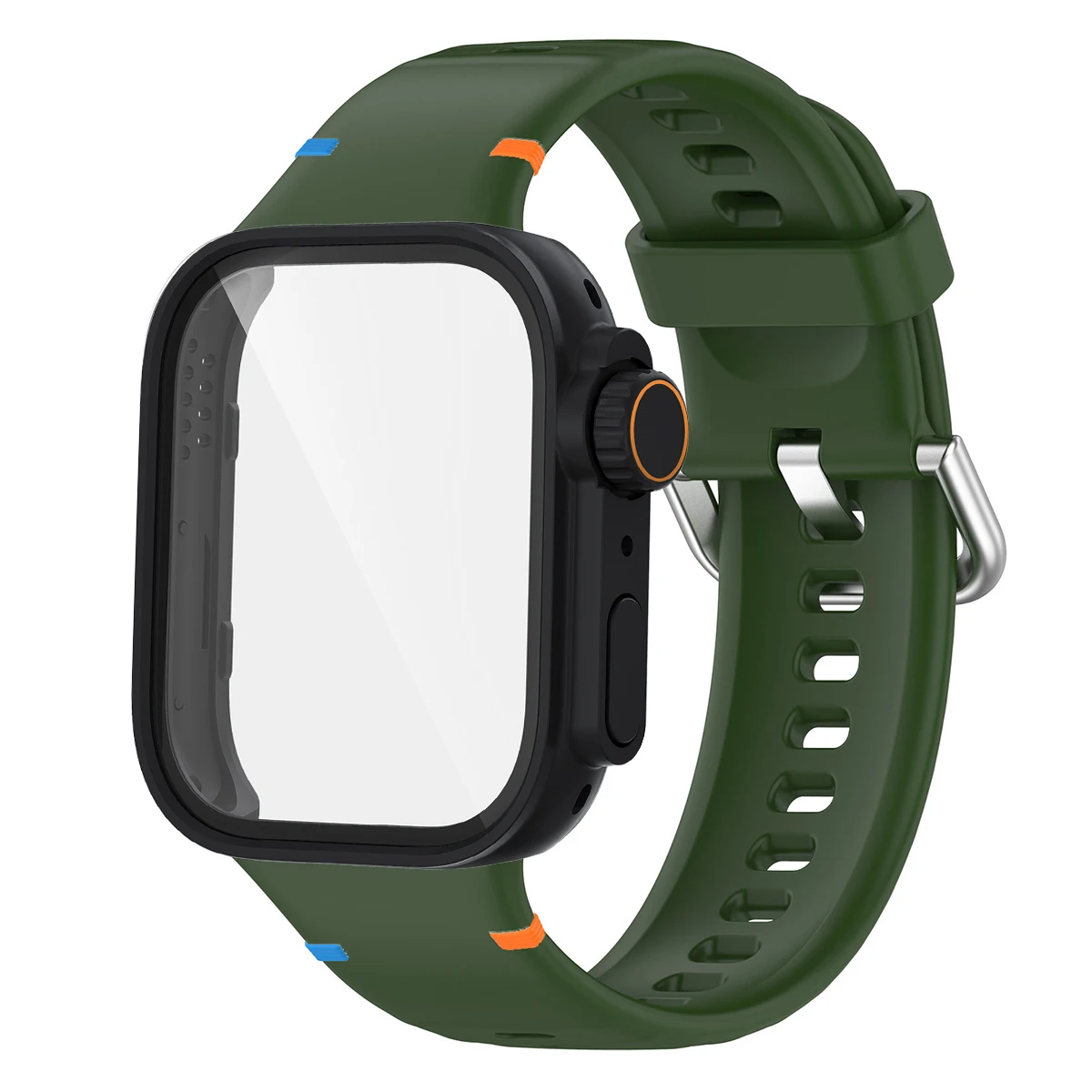 Versatile Protection Bundle: Silicone Sport Band, Full Cover Case & Tempered Glass Film