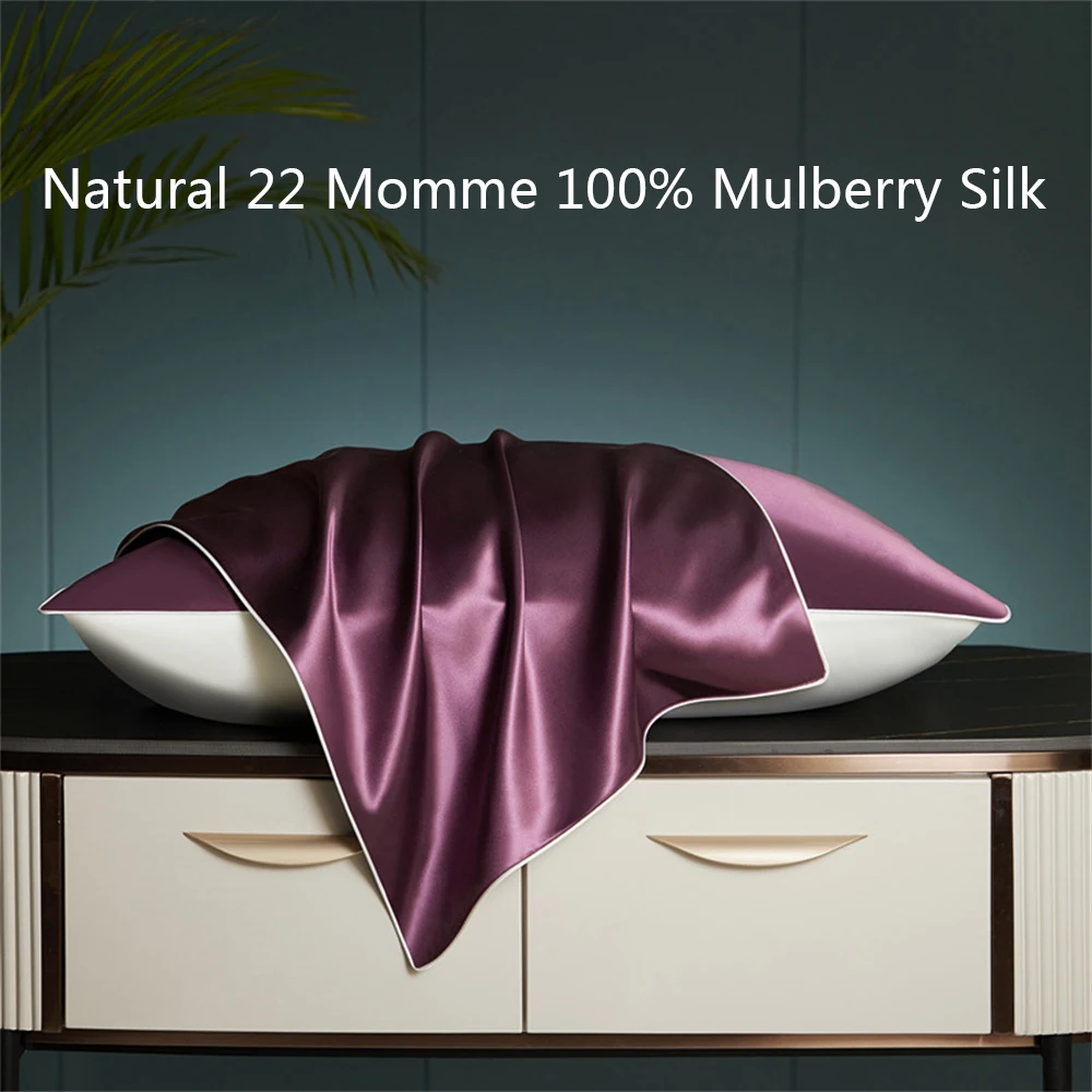 Natural 22 Momme 100% Mulberry Silk satin multicolor pillowcases pillow cases Envelope Closure standard queen king 48*74cm 1pcs natural 22 momme 100% mulberry silk real silk pillowcase natural silk mulberry pillowcase 48 74cm