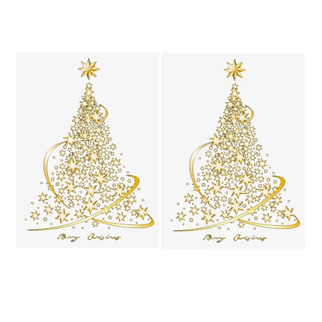 1pc Large Golden Christmas Tree Window Clings Sticker - Glass Decals for Home & Holiday Decorations 4