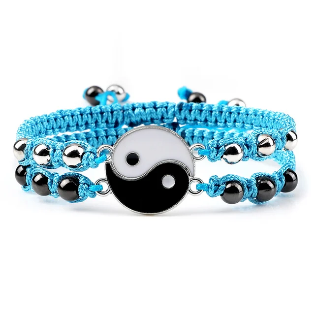 Bracelet tressé Dragon Tai Chi Gossip pour femmes et hommes, meilleurs amis, réglable, Yin Yang, bijoux de Couple à la mode, 2 pièces/ensemble