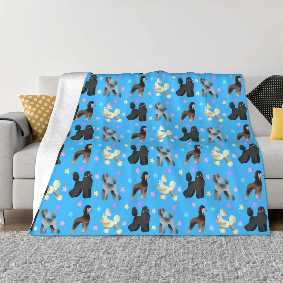 

Poodle Dogs Cute Brown And Blue Blankets Coral Fleece Plush Summer Super Soft Throw Blankets for Home Office Plush Thin Quilt