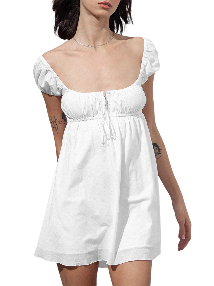 

Women Y2K Spaghetti Strap Mini Dress Floral Print Tie Up Backless A-line Short Dress Party Cami Dress Clubwear