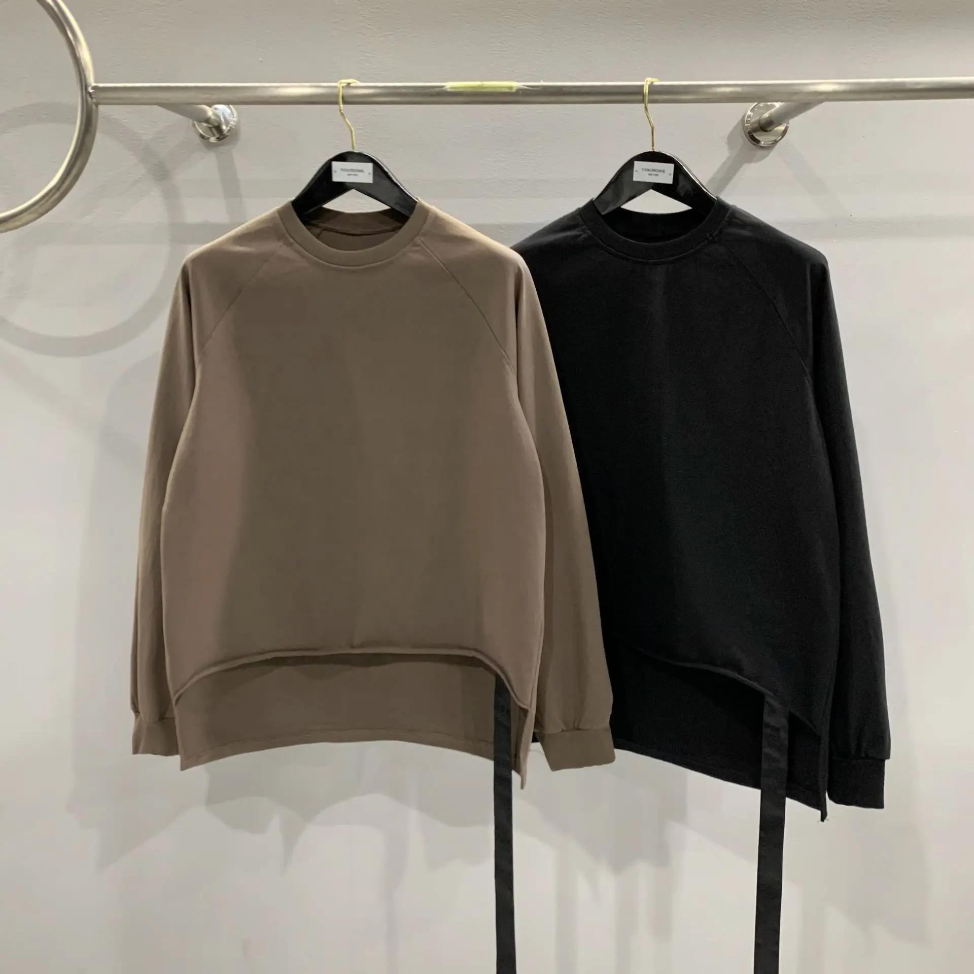 

High Street Rick Hoodies Y2k Men Clothes Streetwear Sweatshirt Ro Owens Pullovers for Owens Asymmetrical Patchwork Shirt