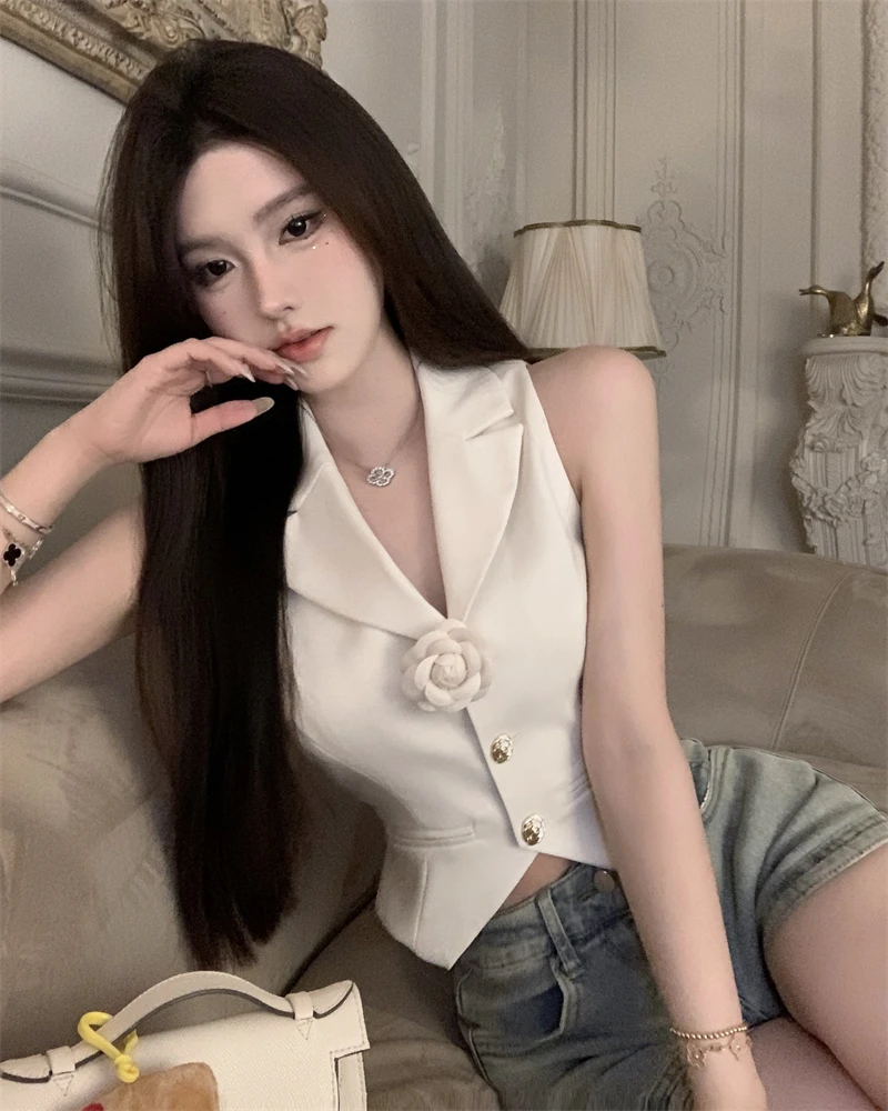 Temperamento Gilet Moda Gilet estivo per donna 3D floreale senza