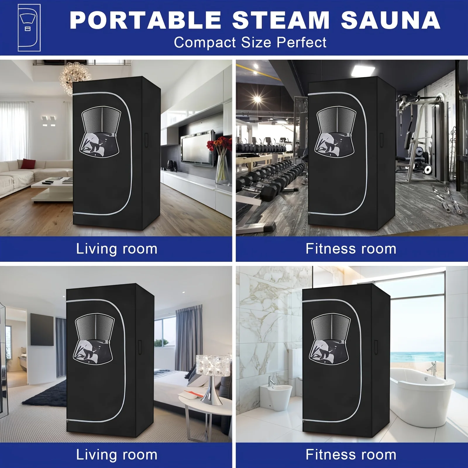 Portable Steam Sauna Tent, at Home Sauna Suit Full Body, for Indoor with 2.6L 1000 Watt Steamer, Folding Chair, Remote Control 4