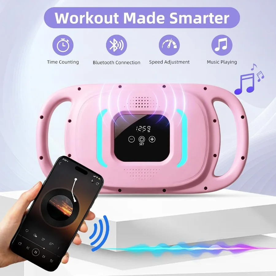 Smart Ab Trainer Machine with Bluetooth Music & Counter, Sit Up Assistant Core Workout Equipment with Foam Cushion for Home Gym