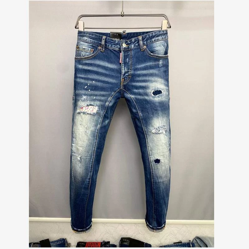 Dsquared2 microelasticity Jeans Straight Fit Street-Style Denim Pants A189# old navy jeans